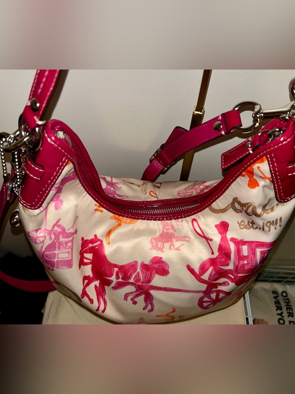 Coach Horse & Carriage Pleated Sateen Hobo Bag. Has Original Price Tag - Picture 6 of 13